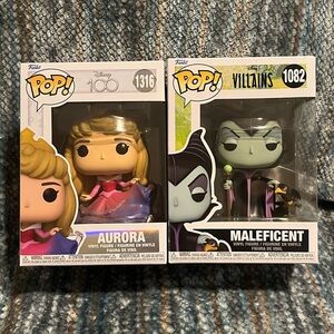 Funko Pop! Aurora in Pink Dress and Maleficent in Black Outfit